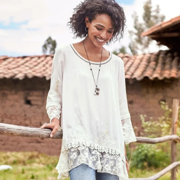 Sundance Betrothed embroidered lace trim tunic - Picture 3 of 9